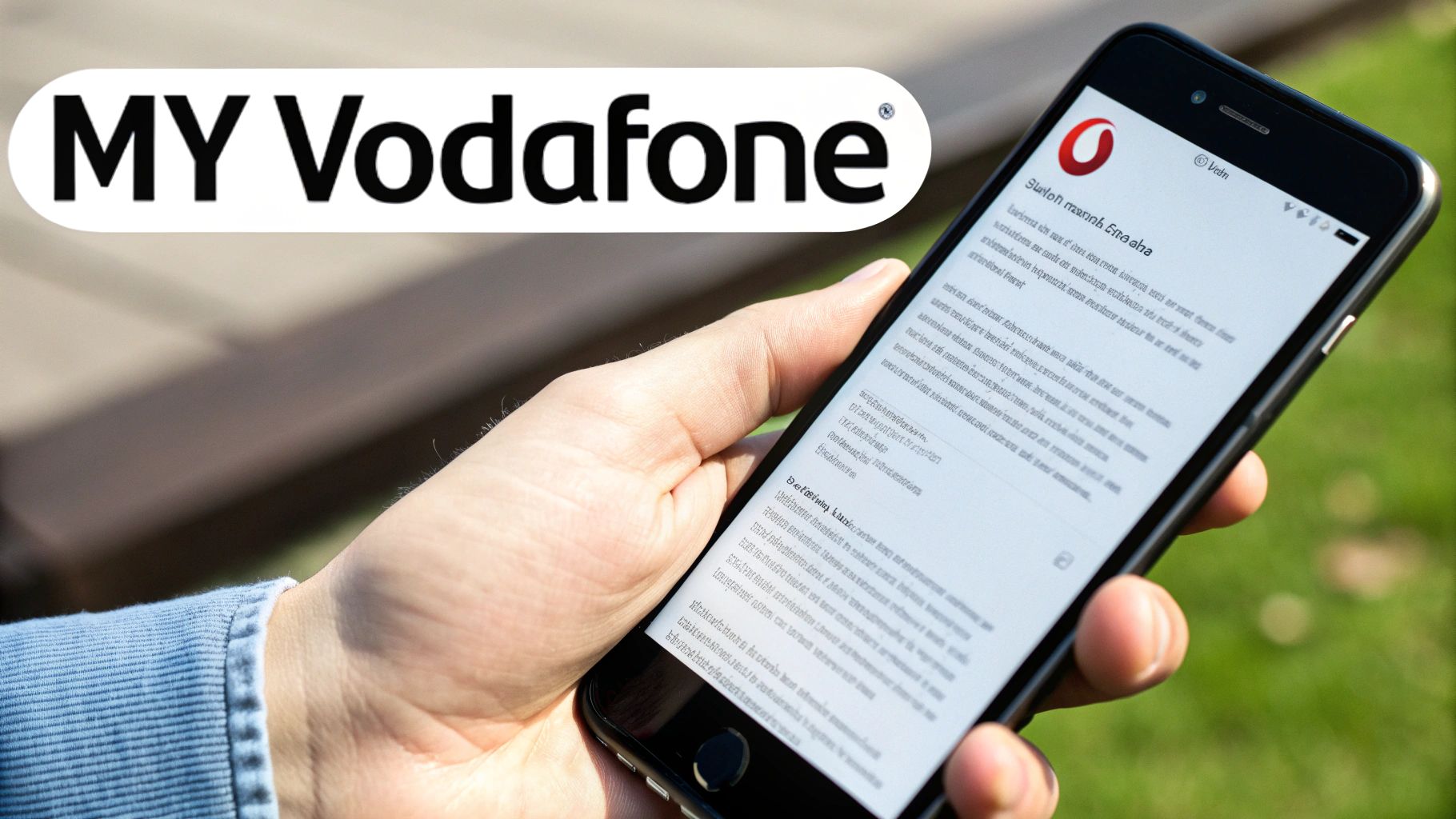 Iemand die de My Vodafone app op een smartphone gebruikt