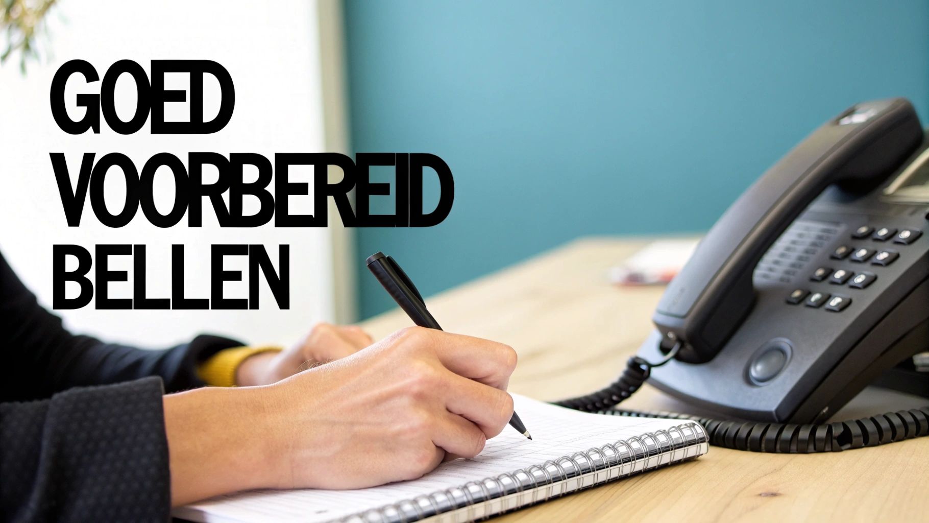 Person preparing for a phone call at their desk