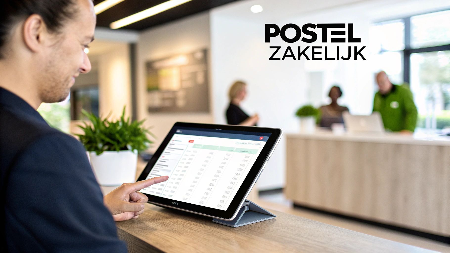 Een medewerker van PostNL scant een pakket in een sorteercentrum, wat de zakelijke logistietsche diensten van PostNL symboliseert.