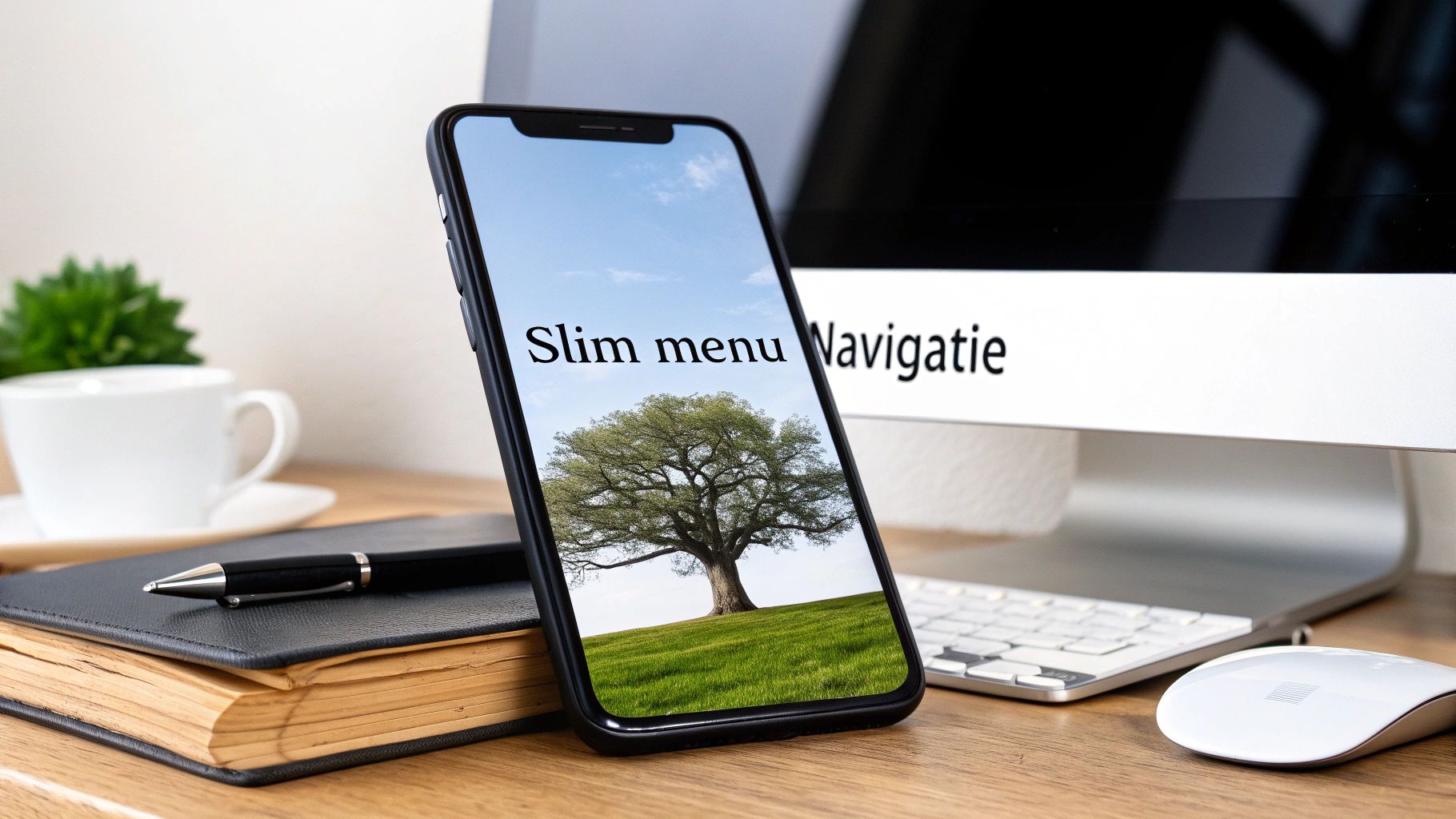 Een persoon die een telefoon gebruikt om door een keuzemenu te navigeren