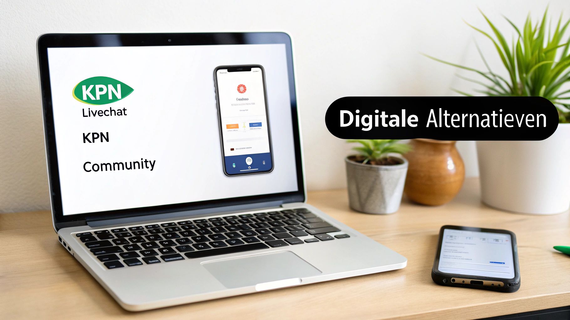 Digitale iconen die de alternatieven voor bellen symboliseren.