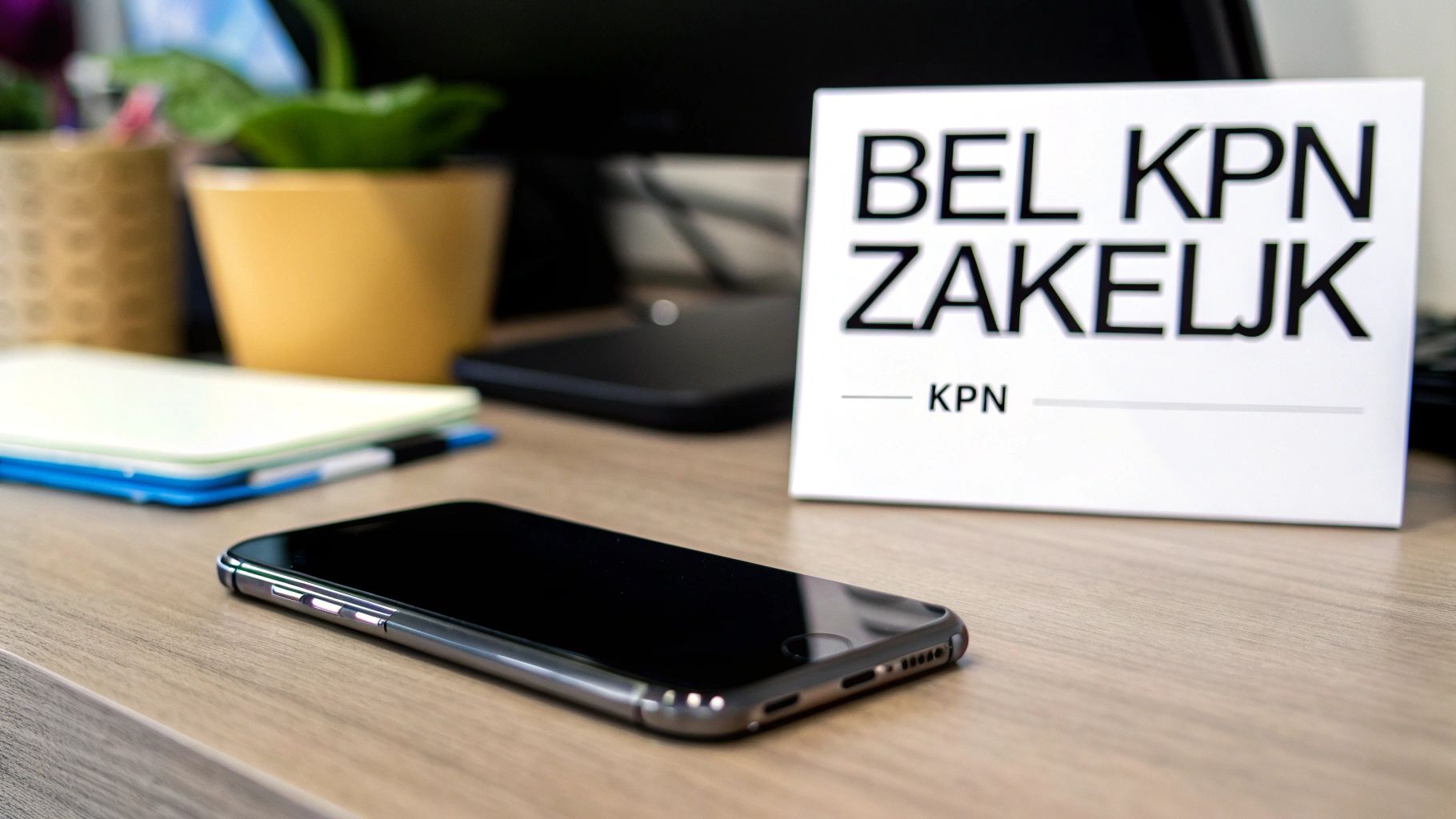 Een ondernemer die tevreden belt met KPN Zakelijk