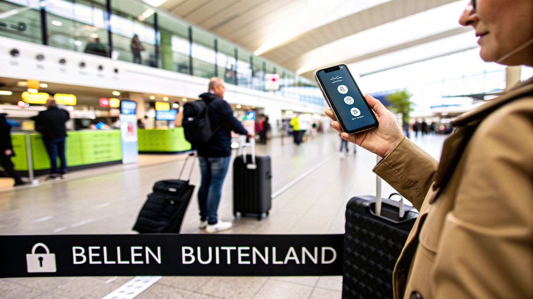 Een wereldbol met telefooniconen eromheen