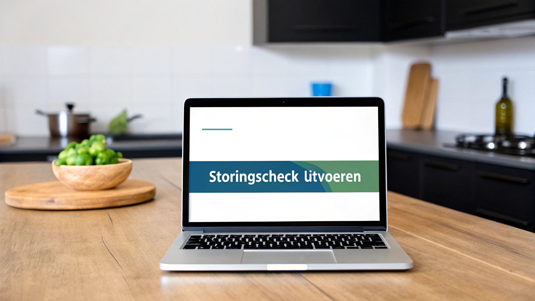 Iemand die een online storingscheck uitvoert op een laptop.
