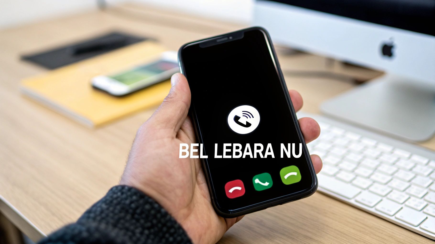 Moderne klantenservice medewerker met headset helpt een klant via de telefoon in een kantooromgeving