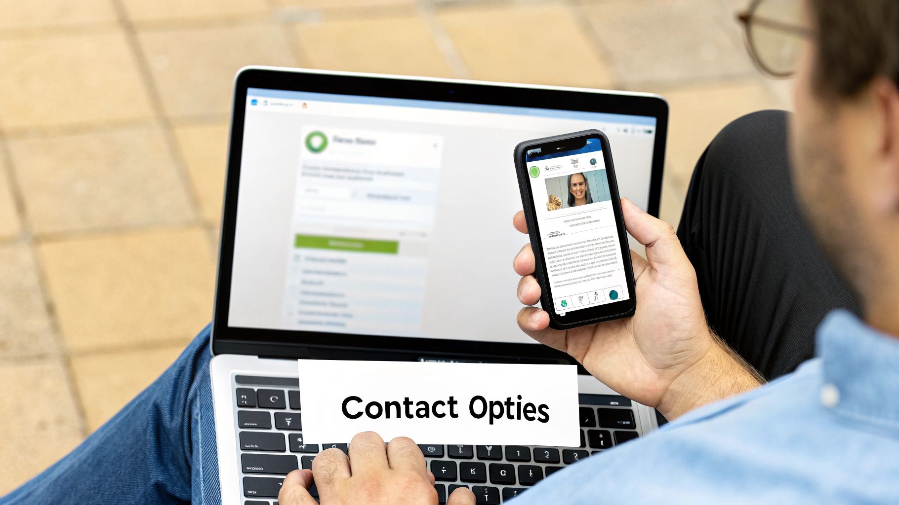 Verschillende contactopties van KPN op een smartphone-scherm