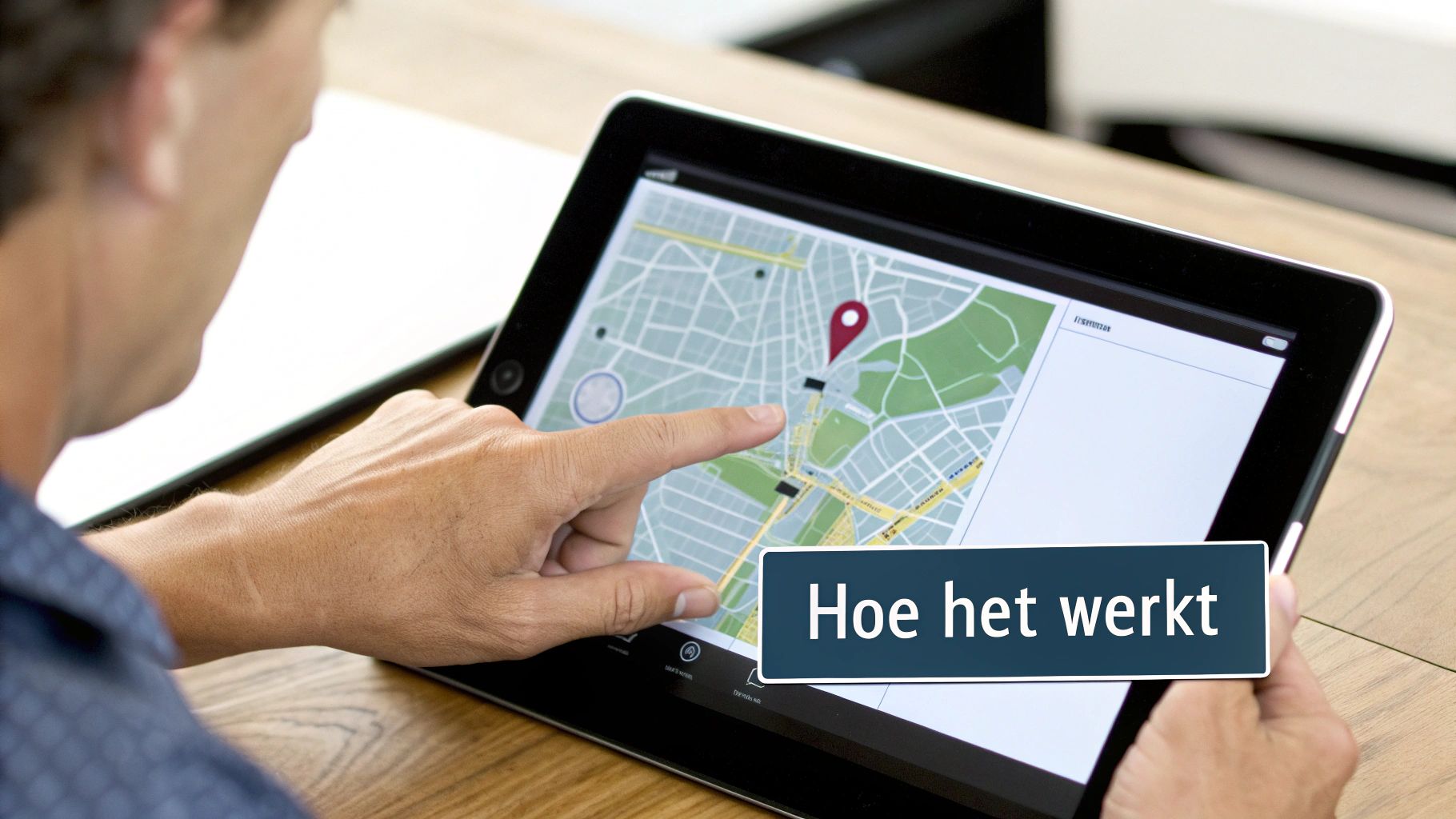 Een illustratie van een digitaal netwerk dat gebouwen en locaties met elkaar verbindt.