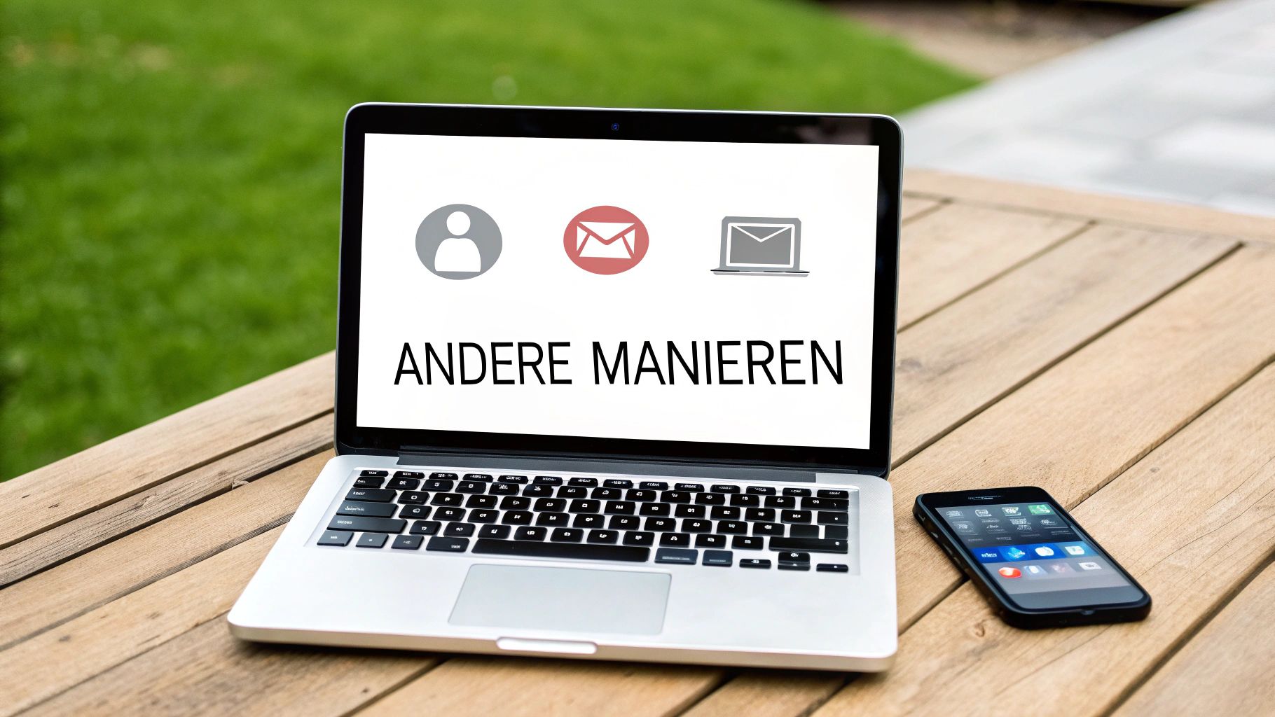 Een persoon die een live chat gesprek voert op een laptop, wat alternatieve contactmethoden symboliseert.