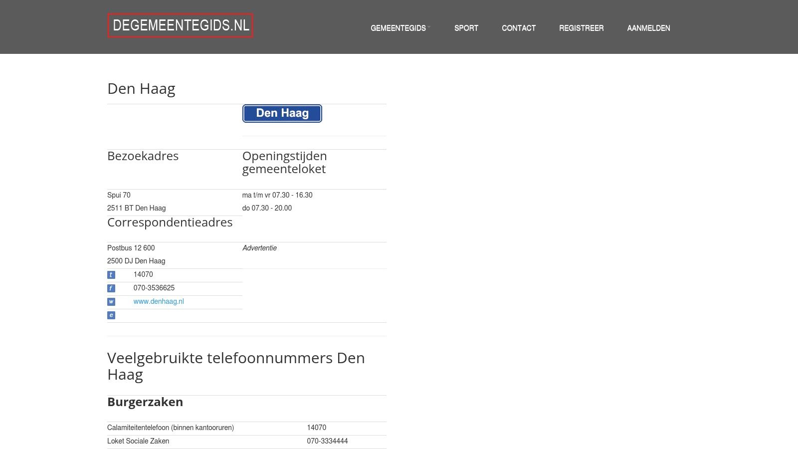 DeGemeenteGids – Den Haag (onafhankelijke gids met veelgebruikte nummers)