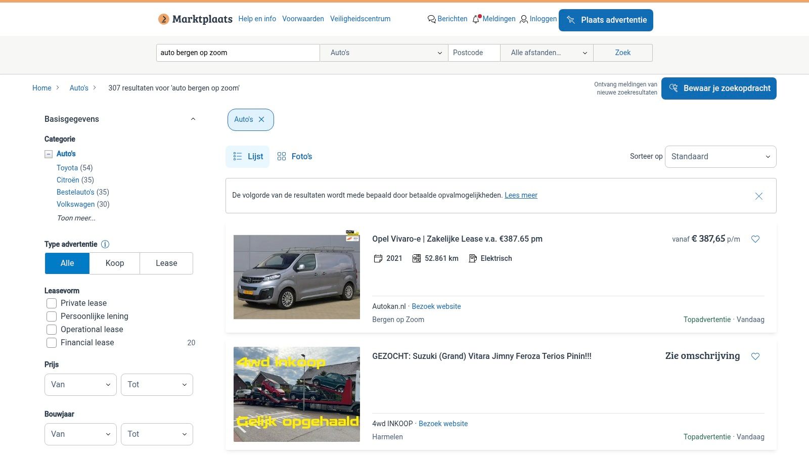 Marktplaats Auto’s