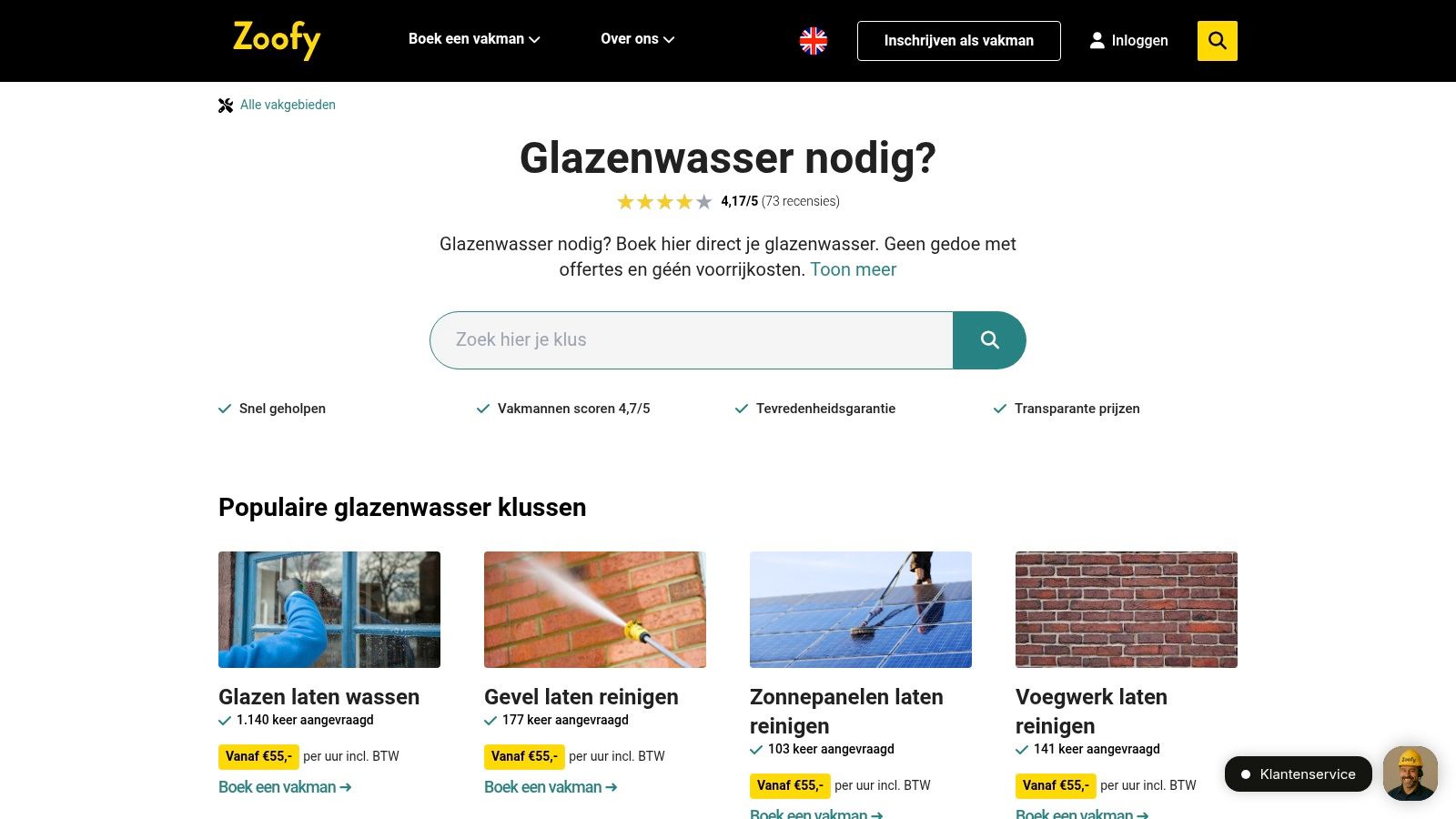 Zoofy – Glazenwasser direct boeken