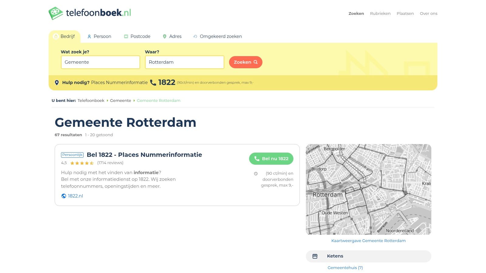 Telefoonboek.nl – Overzicht 'Gemeente Rotterdam'