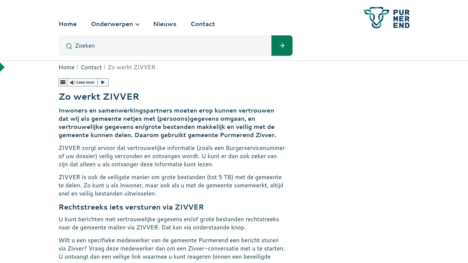 Gemeente Purmerend – Zo werkt Zivver (veilig mailen)