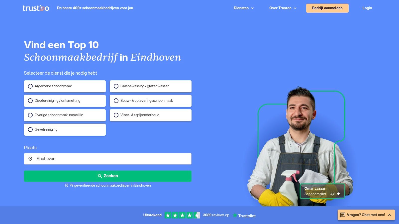 Trustoo – Top 10 schoonmaakbedrijven in Eindhoven (vergelijkingspagina)