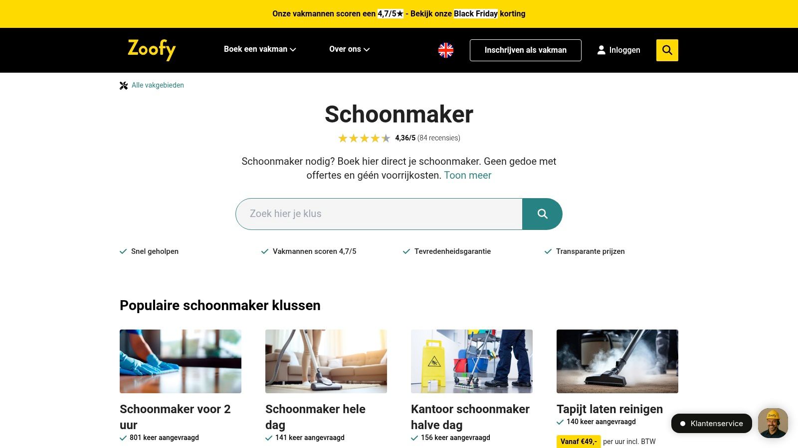 3. Zoofy: Direct een Schoonmaker Boeken met Vaste Prijzen