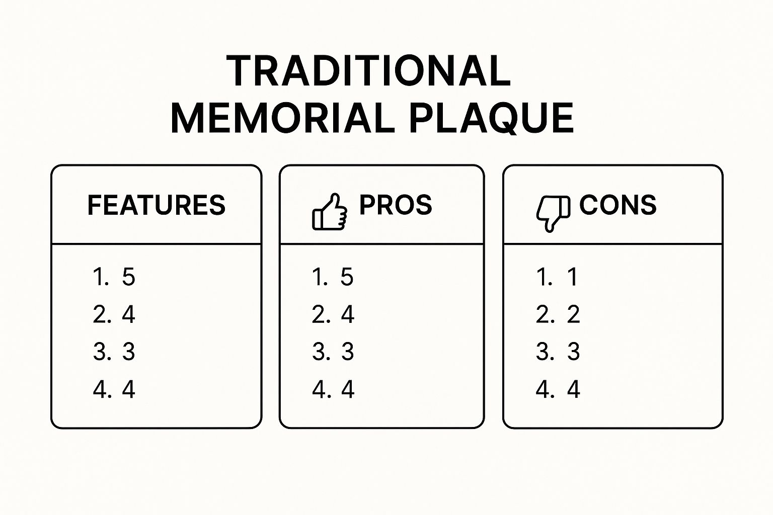 Infographic showing key data about The Traditional Memorial Plaque