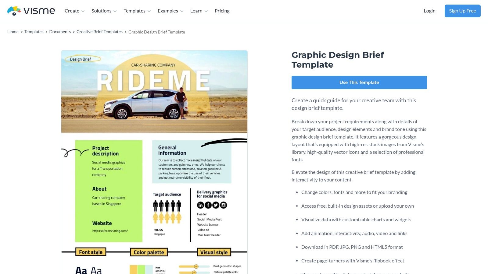 Visme Graphic Design Brief Template