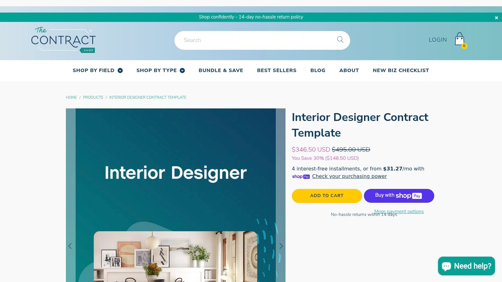 The Contract Shop – Interior Designer Contract Template (Attorney-Drafted)