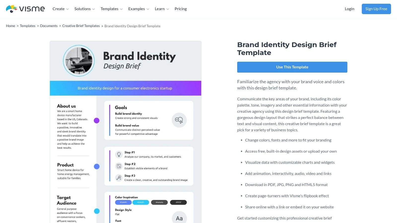 Visme Brand Identity Design Brief Template