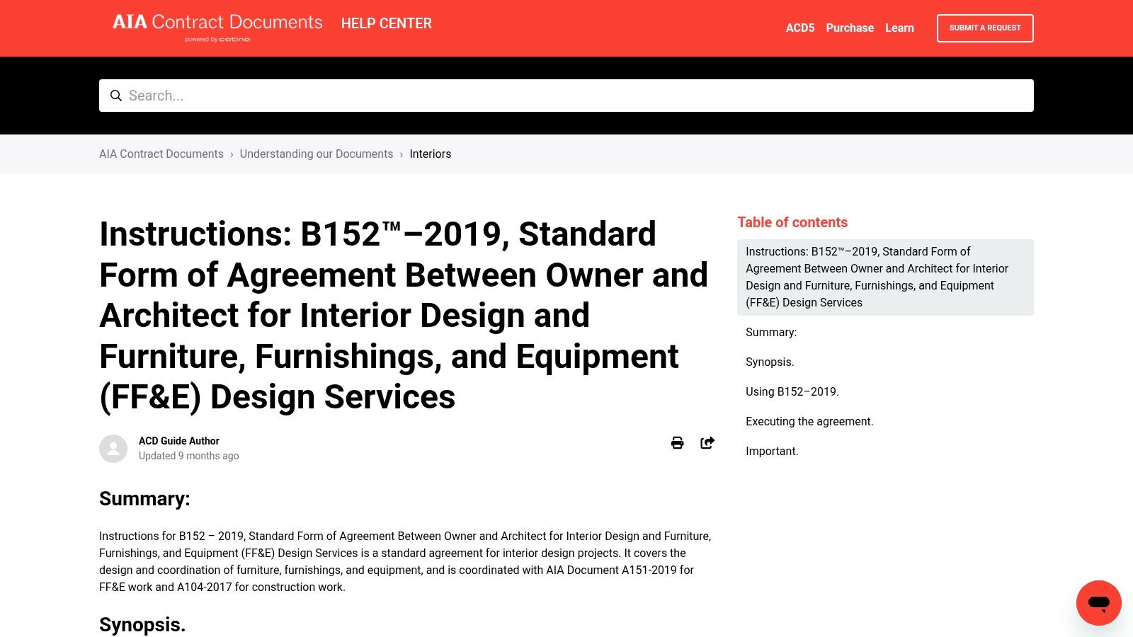 AIA Contract Documents – B152-2019 (Interior Design and FF&E Services)