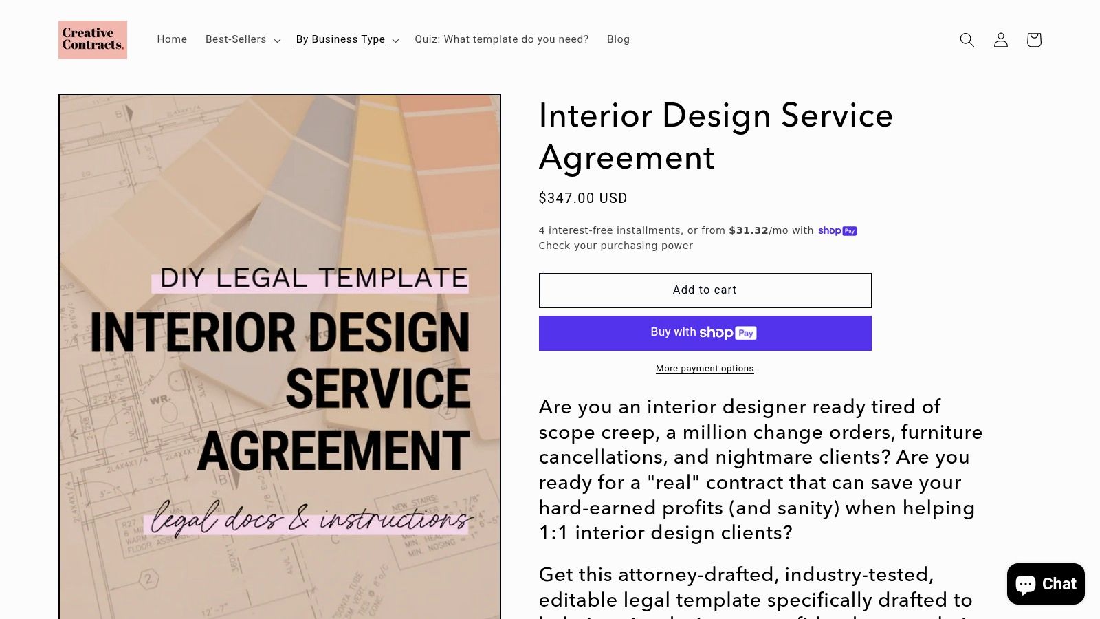 Creative Contracts (Brittany Ratelle, Esq.) – Interior Design Service Agreement