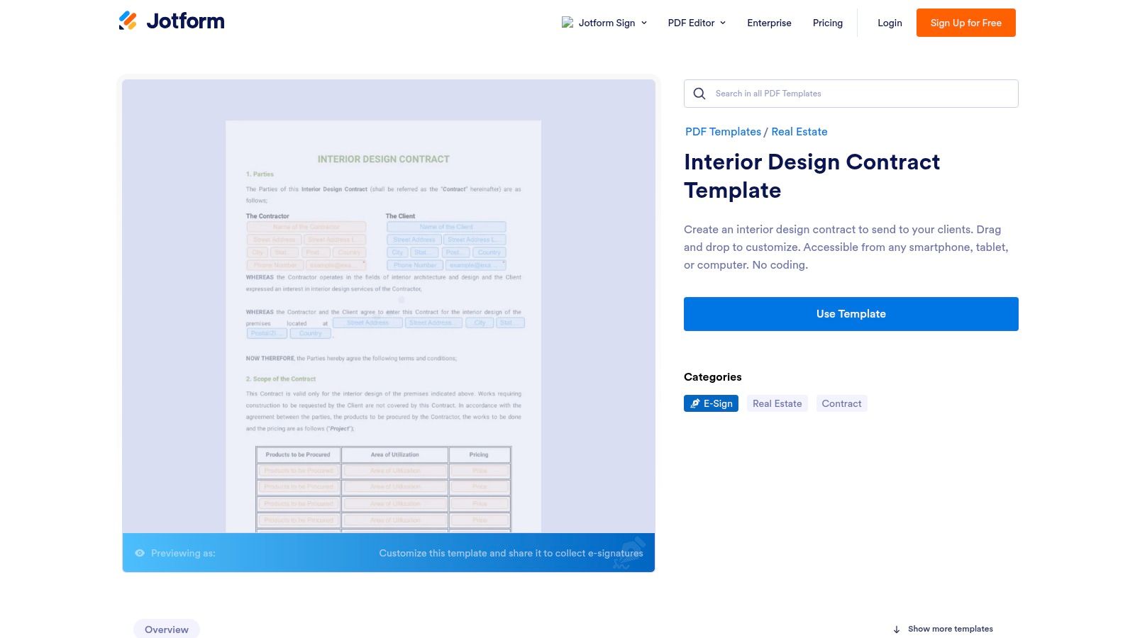 Jotform – Interior Design Contract Template (with Jotform Sign)