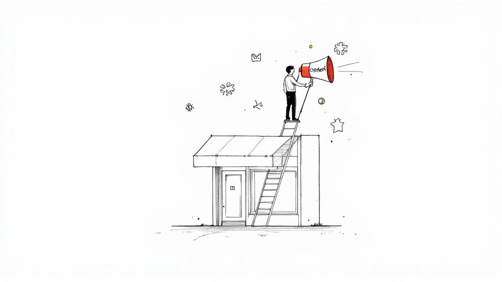 A person working on content creation for their small business on a laptop in a cozy setting.