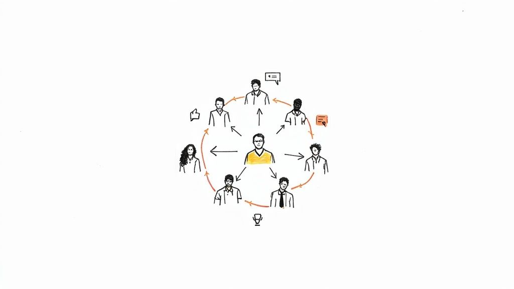 A team of professionals collaborating in an office.