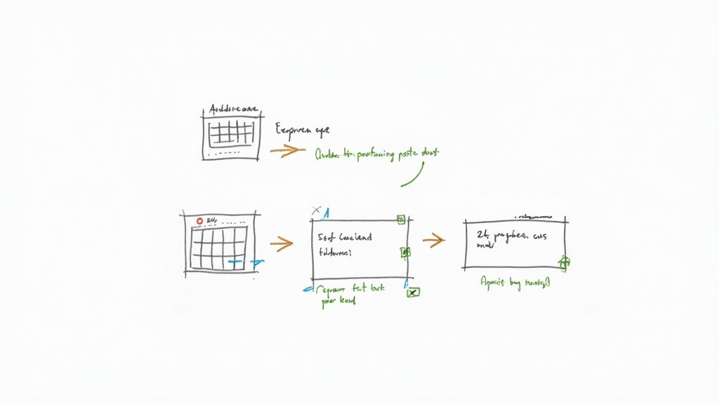 Person at a desk using a laptop and phone to manage social media schedules, with calendar and chart icons overlayed
