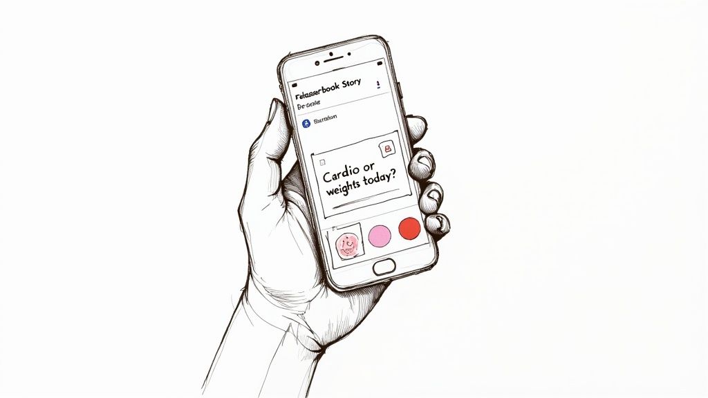 Person creating a Facebook Story on their phone