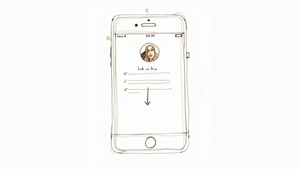 A person's hand holding a smartphone displaying the Instagram app interface.