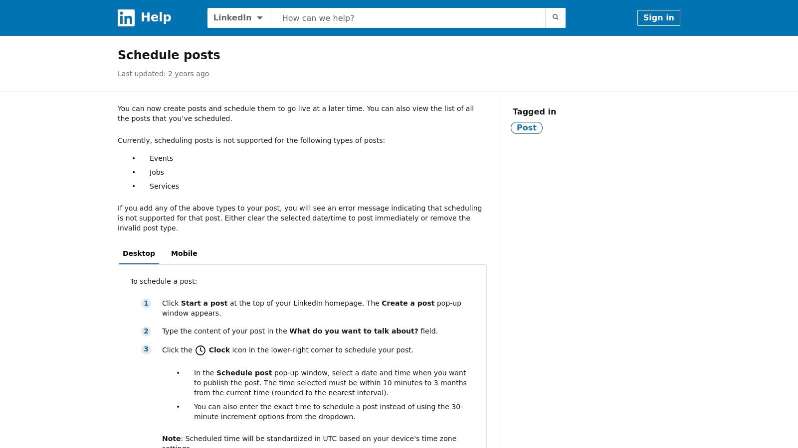 LinkedIn (native scheduler)