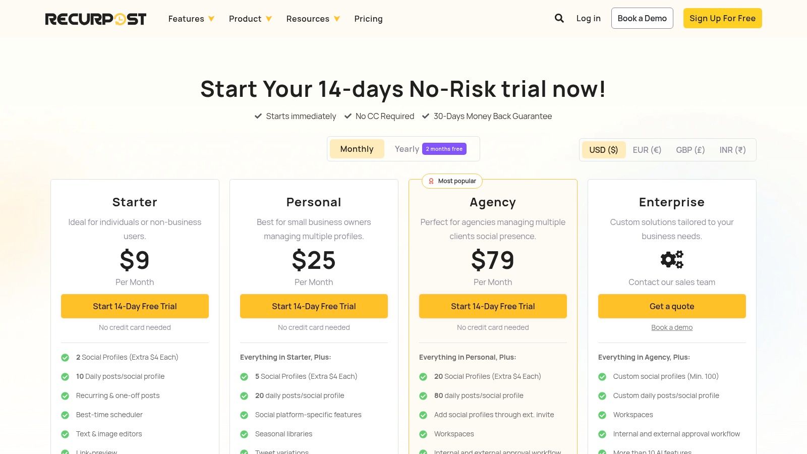 RecurPost pricing plans