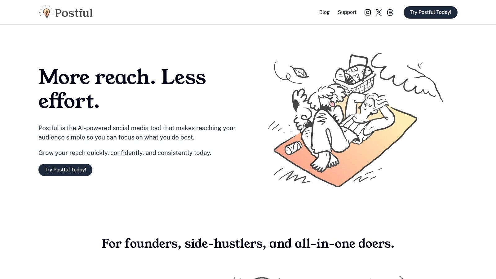 Postful AI-powered social media assistant homepage