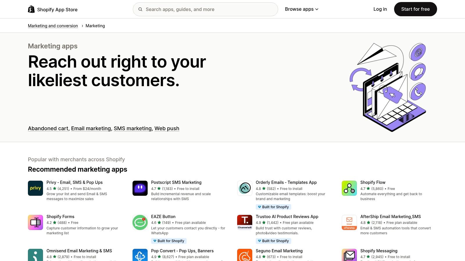 Shopify App Store (Marketing & Automation category)
