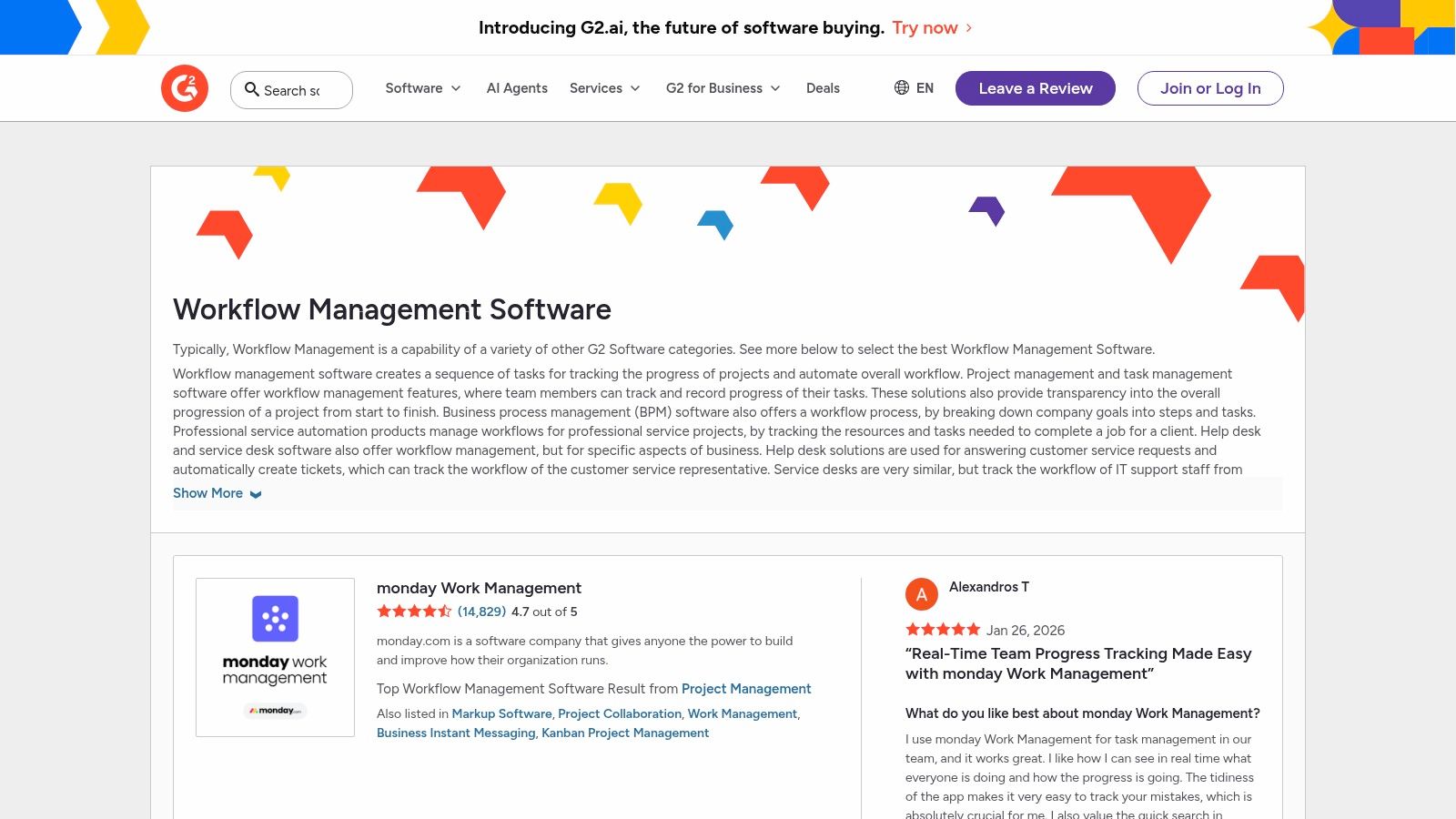 G2 (Workflow Management / Automation Category)