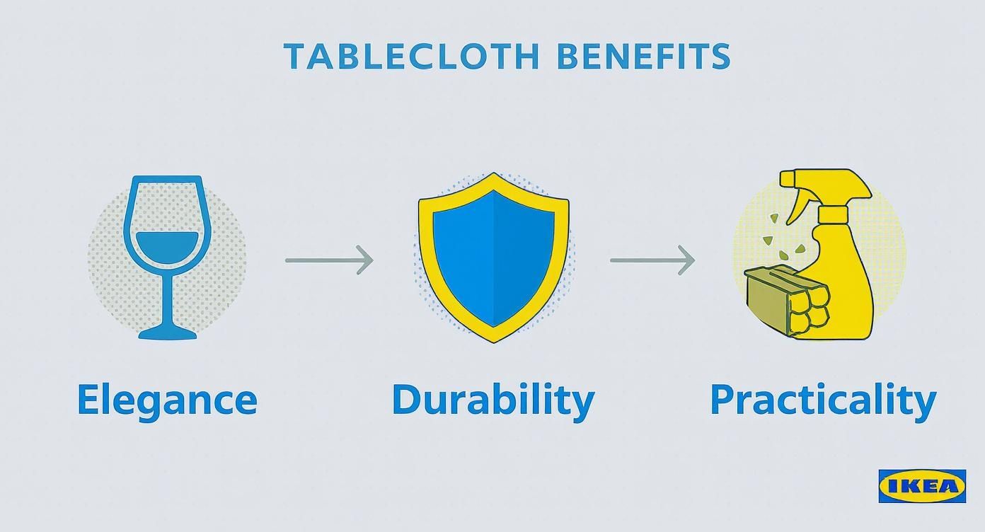 Infographic about tovaglia antimacchia ikea