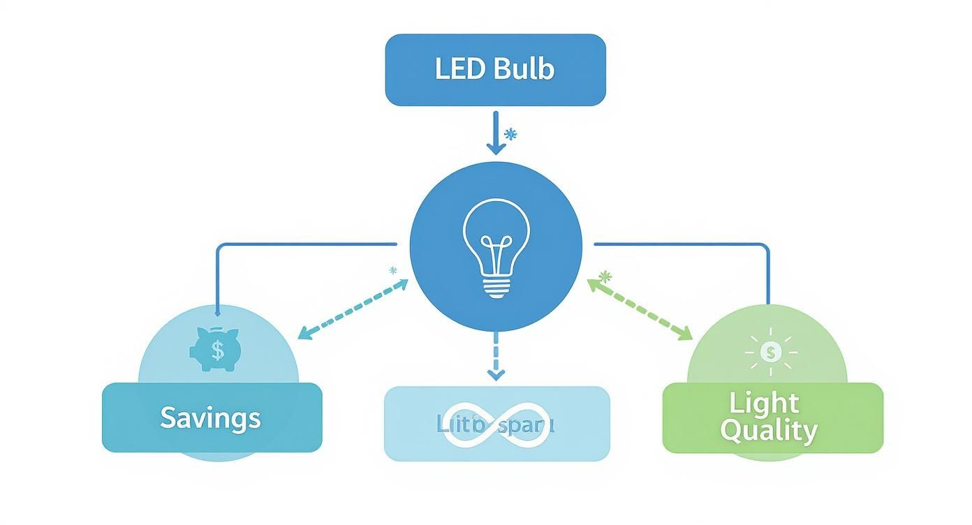 Infografica sulla lampadina a LED