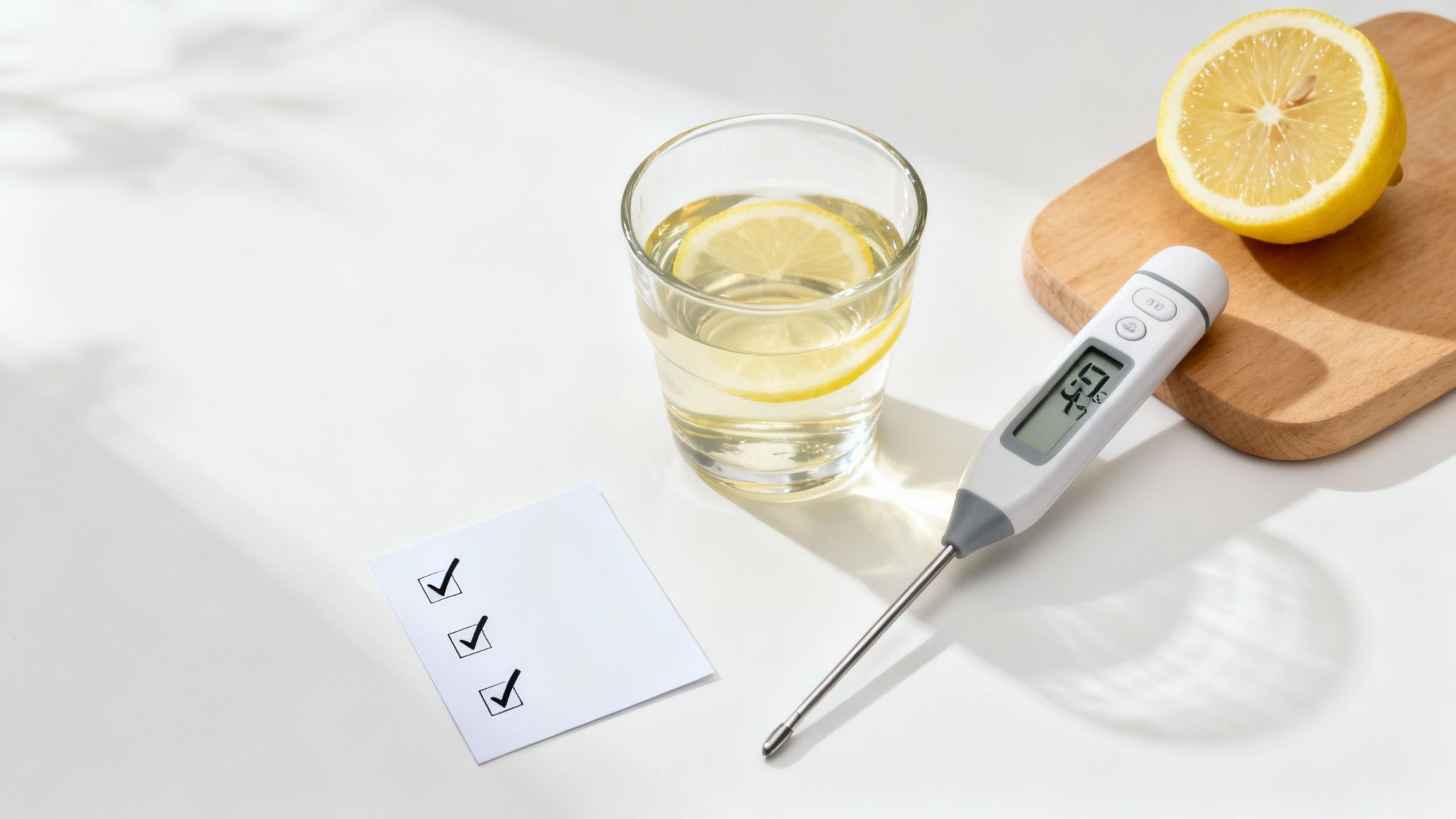 Limoni freschi spremuti in un bicchiere di acqua tiepida