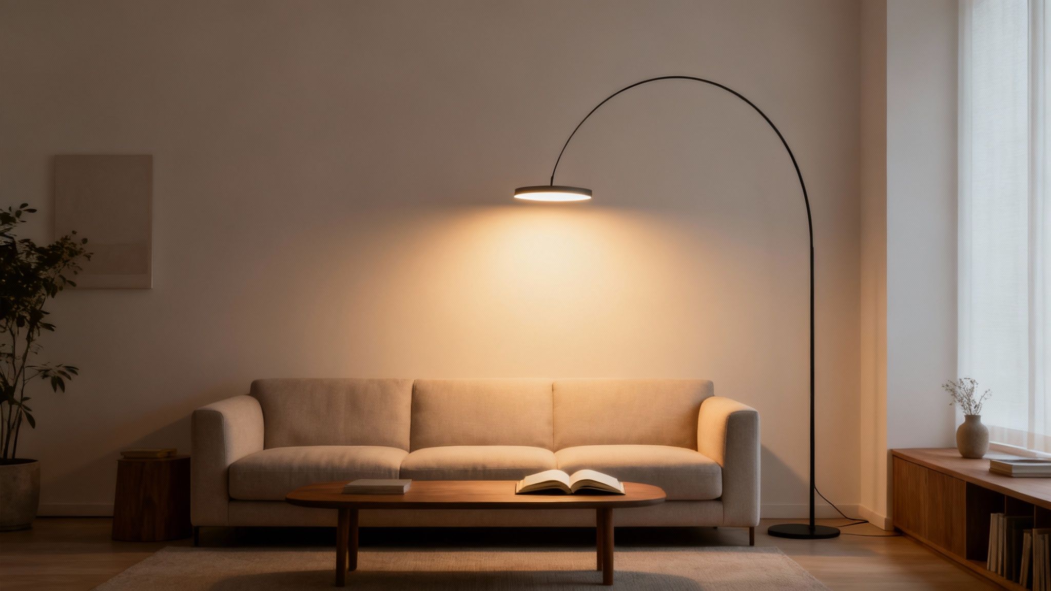 A collection of different floor lamps in a modern setting
