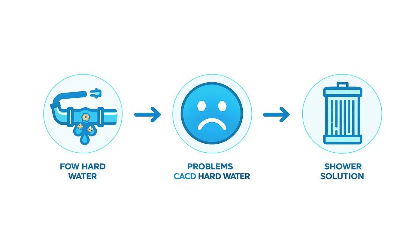 Infografica sul filtro doccia per acqua dura