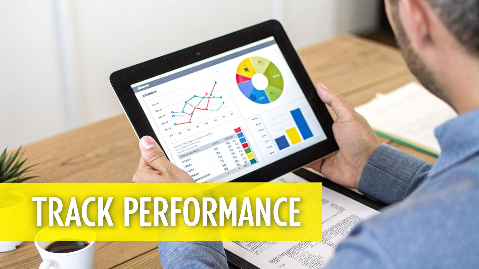 A professional reviews a dashboard with performance metrics, symbolizing the monitoring of a healthcare payer contract.