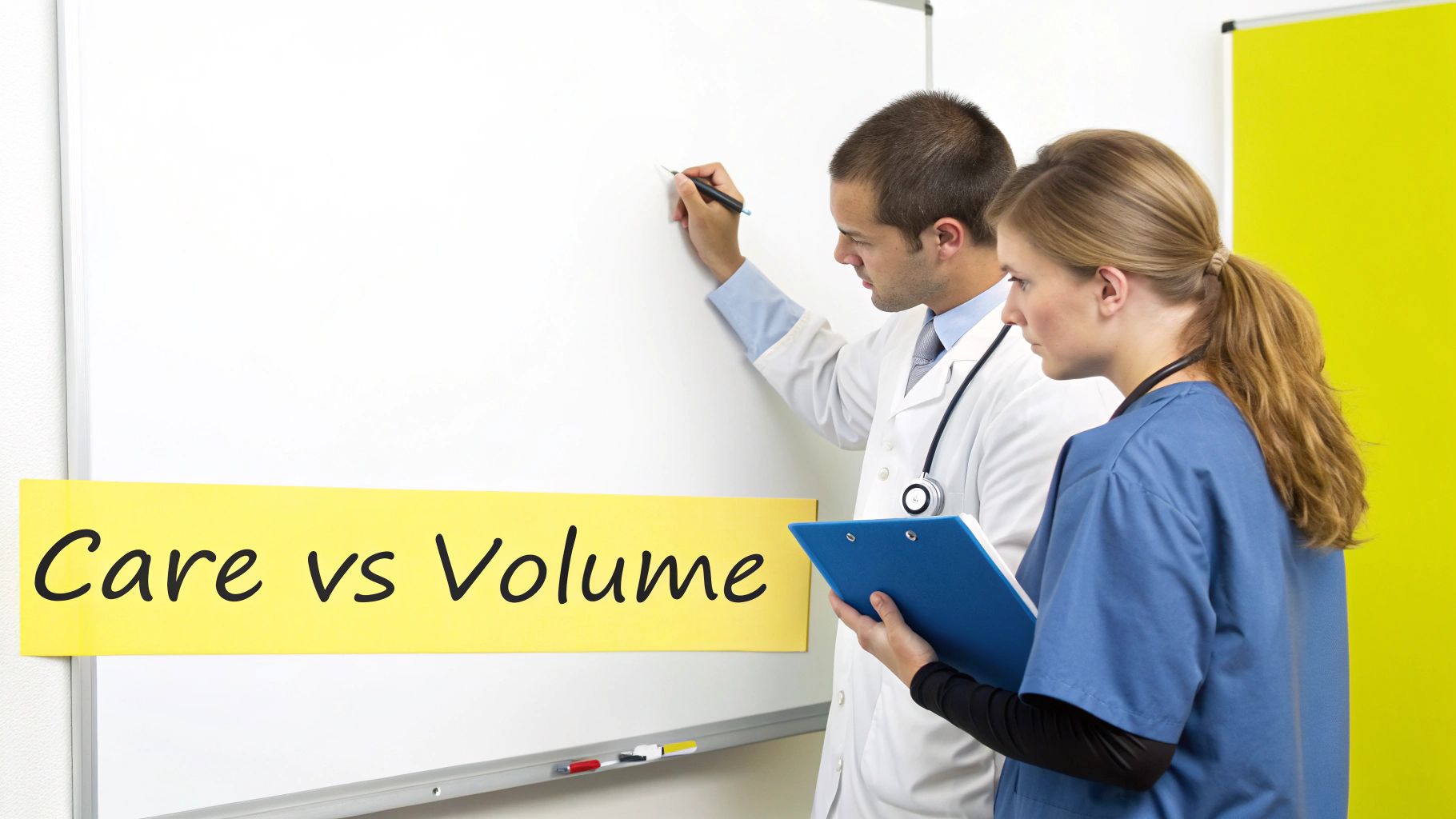 A diverse medical team having a discussion in a modern hospital hallway.