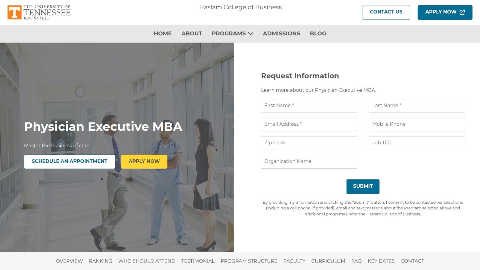 University of Tennessee, Knoxville — Haslam College of Business: Physician Executive MBA (PEMBA)