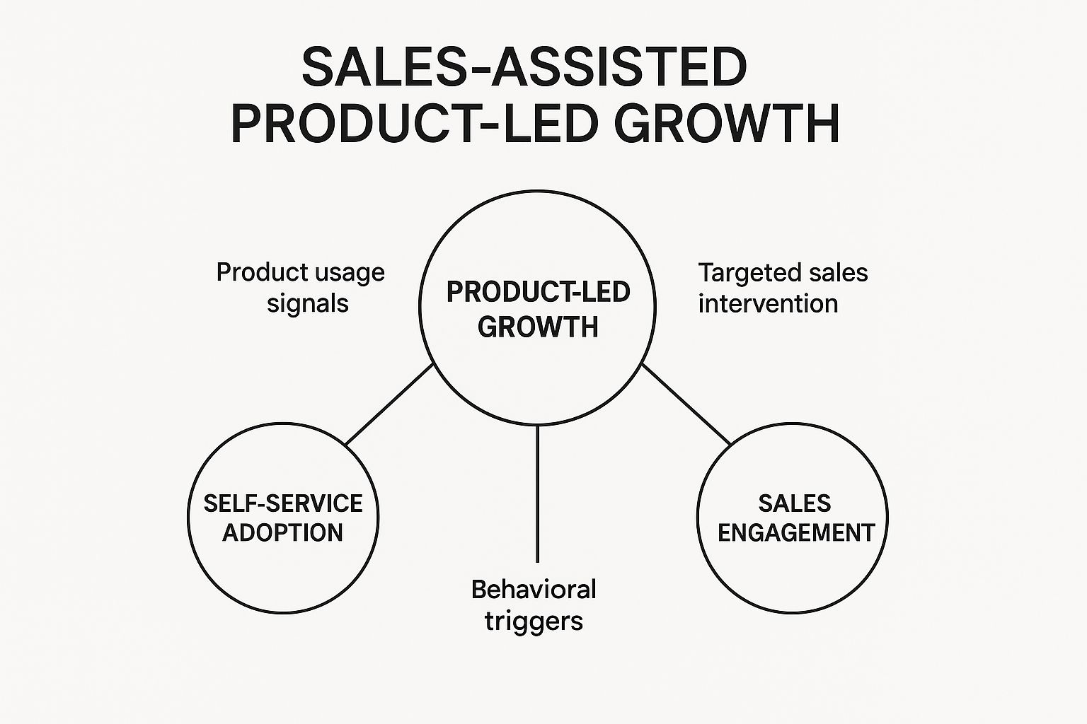 Infographic showing key data about Sales-Assisted Product-Led Growth (PLG+Sales)