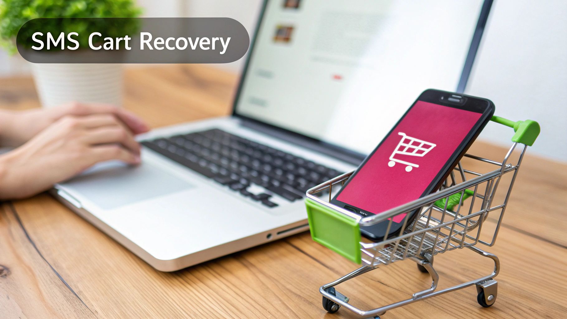People using their mobile phones for online shopping and receiving SMS notifications