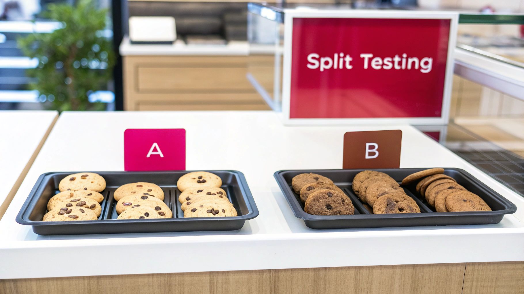 A diagram showing traffic being split between a control version and a variation to test performance