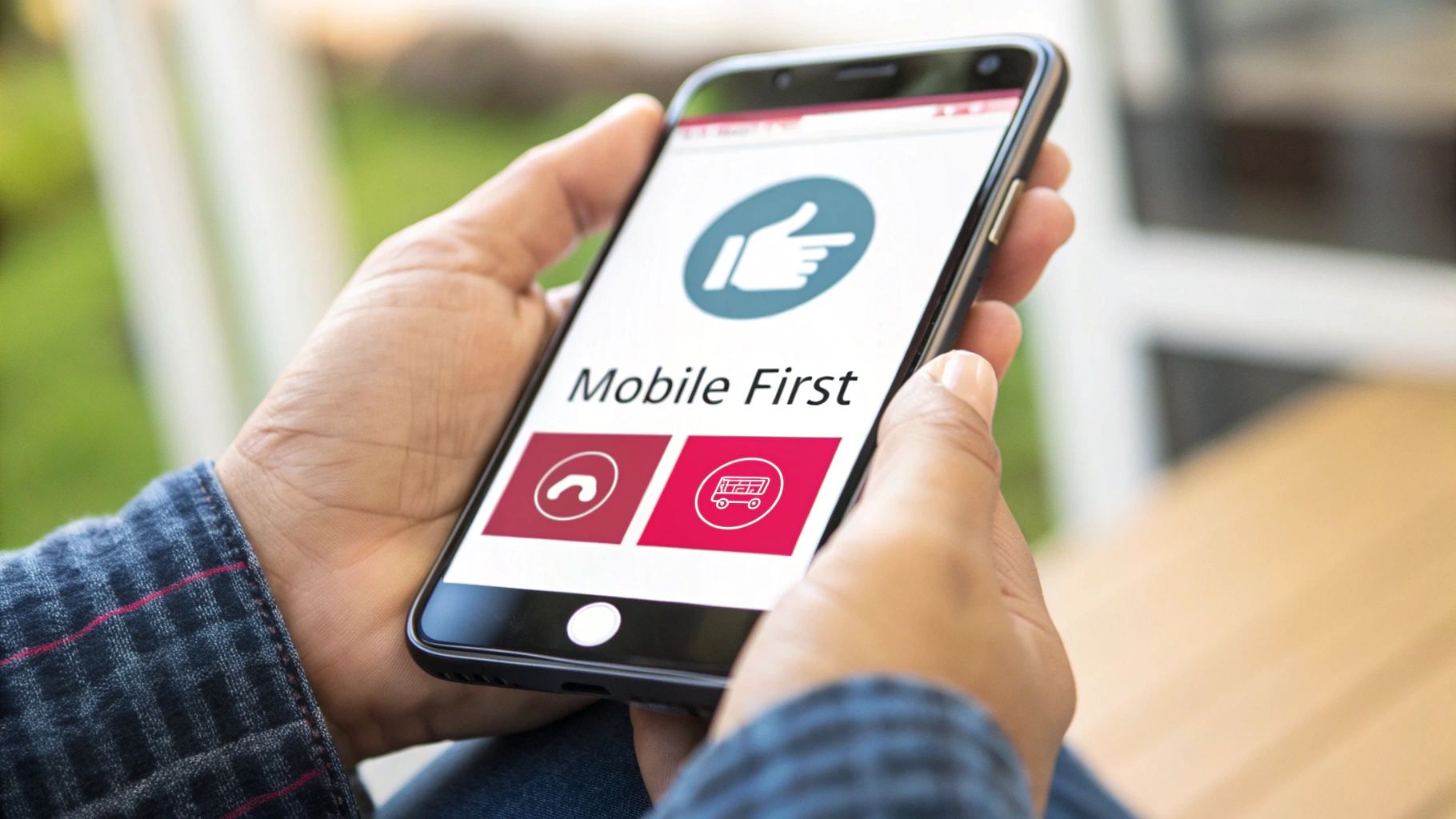 A customer effortlessly completing a purchase on a mobile checkout screen, surrounded by trust seals and payment options.