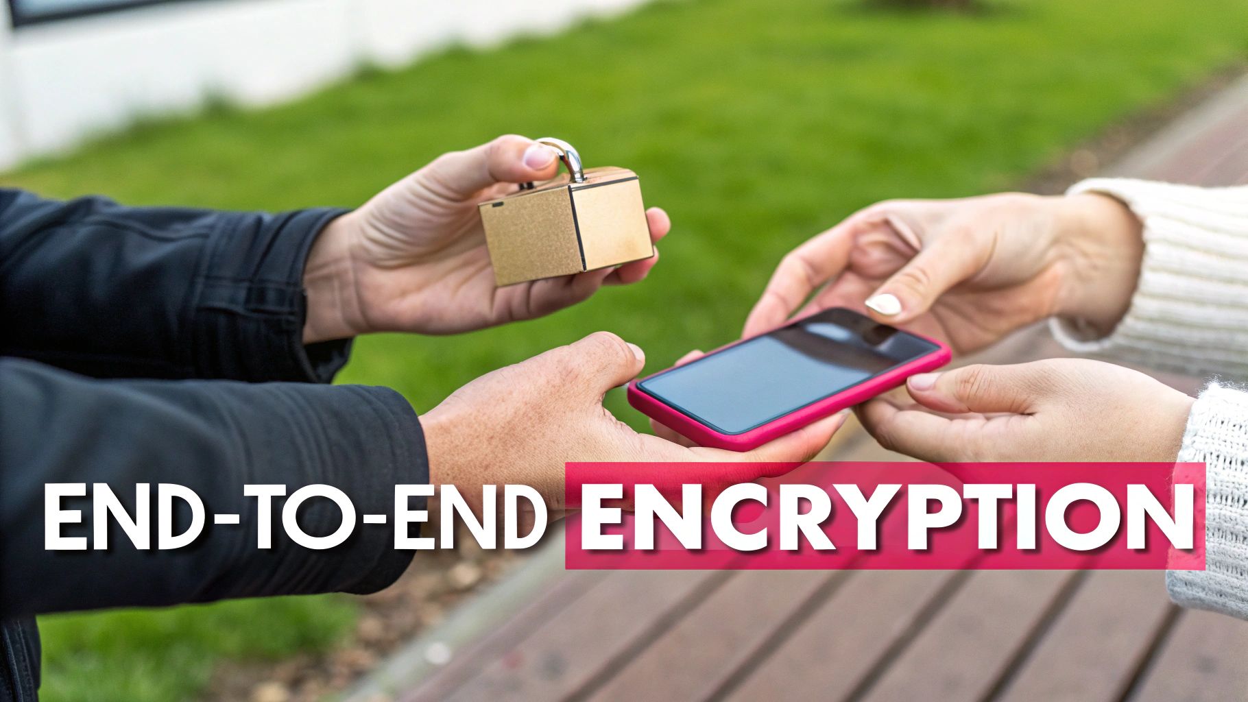 A visual representation of a locked box with a key, symbolizing end-to-end encryption.