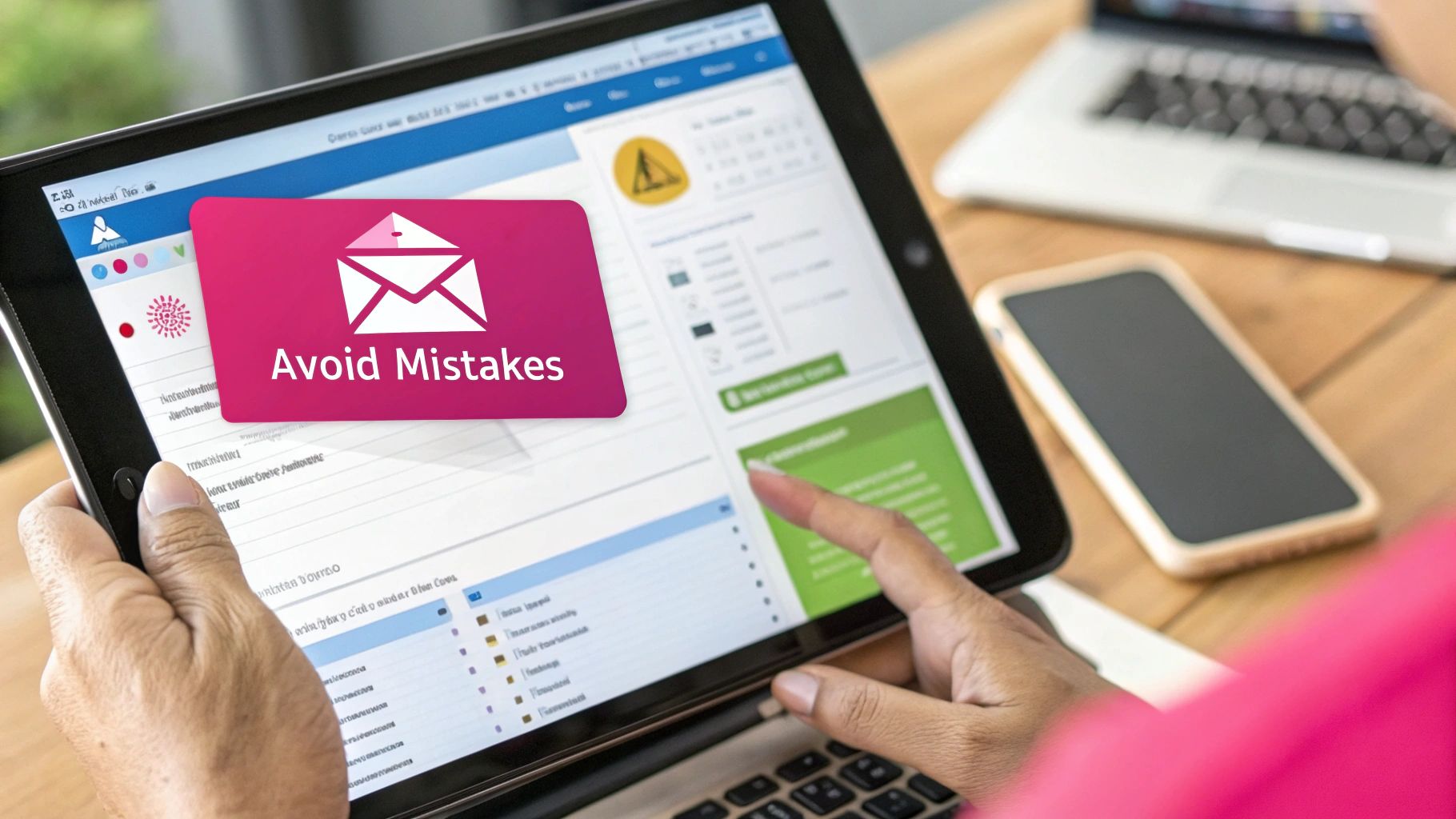 A red warning sign icon on a smartphone screen, symbolizing common errors to avoid